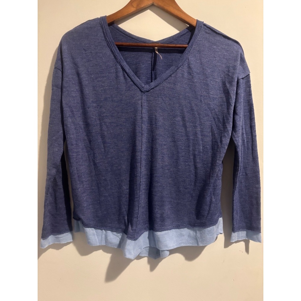 Poof Top Blue Two-Tone Color Shirt for Girls‎ Adjustable 3/4 Sleeve Small